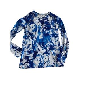 Women's Long Sleeve Athletic‎ Top Blue & White Abstract Print